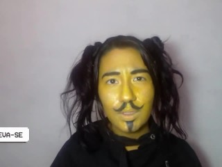 got all yellow with the paint thrown on her face