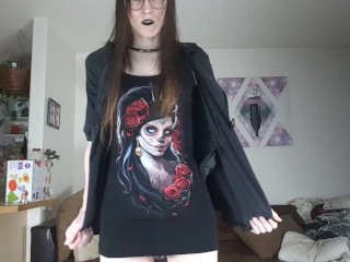 Goth girl strips for you - and she's got a secret
