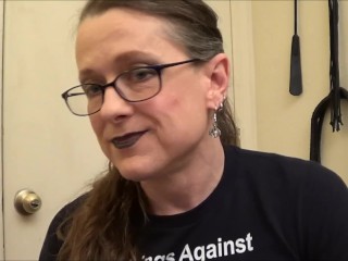 Goth Trans Lady's First Anal Dildo Fuck