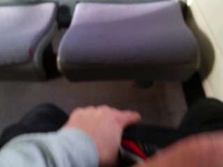 Guy Masturbating In Public Train And Shoots A Big Load Of Thick Cum