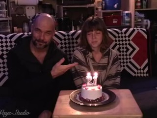 Happy 21st Birthday Lavender Joy, Birthday Girl Gets Steak, Cake, Spanked, and Fucked [Remastered