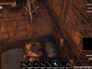 Hard Cowgirl Ride in Conan Exiles Hands Up Deep Penetration