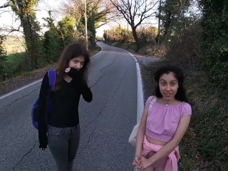 Having fun with 2 stranger that come back from POV PUBLIC SEX!