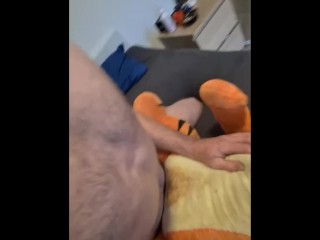 Having sex with my two favorite plushies, Bunny and Tigger, some hard cumshots on them.