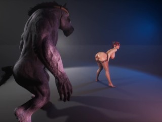 Horse man fucked a red bitch | Big Cock Monster | 3D Porn WildLife