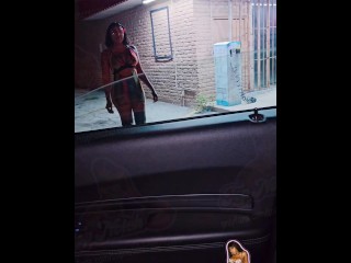 Hot ass ebony streetwalker gets picked up by returning trick and slutted out in the trunk of his car