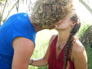 Hot girlfriend gives the best blowjob in the jungle huge cumshot in mouth at the end