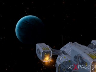 Hot sex on th exoplanet! An alien gets fucked by a spacewoman in spacesuit with strapon