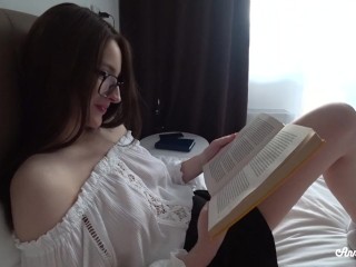 Hot Stepsister reading a book and playing with my dick - Anny Walker