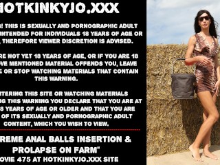 Hotkinkyjo extreme anal balls insertion &amp; prolapse on farm