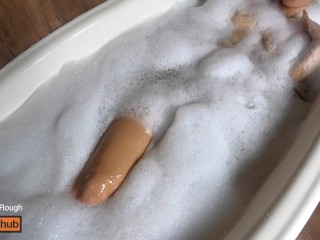 How long can you not cum if this sexy babe jerks you off in the bathroom and moans so loudly?