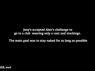 Jeny Smith teasing a stranger. Then he strokes her in a Night Club