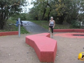 Jump and Running in Public Park by Katerina-Hartlova