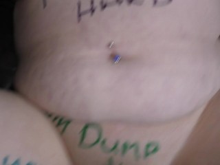 Kiwi Trashy MILF slut degrading body writing and treated like a trailer trash whore by her Master