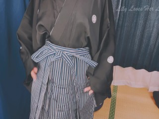 Lily in Kimono and Purple Tabi Socks Masturbating