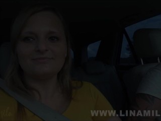 LINA MILA Notgeil auf der Autobahn! Spontan auf Sexparkplatz gefickt