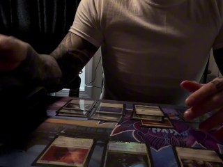 Masked Tattooed Man Wins Card Game &amp; Shows You How He Cums Omen Bunny Role Play TCG MTG