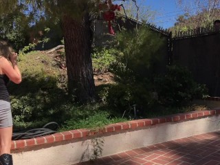 MILF in the yard fucks peeping neighbor - Erin Electra