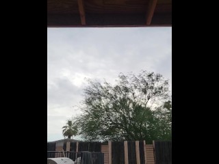 Milf smoking and squirting naked outside