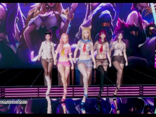 MMD Hello Venus -Wiggle Wiggle Striptease Ahri Akali Kaisa Evelynn Seraphine KDA