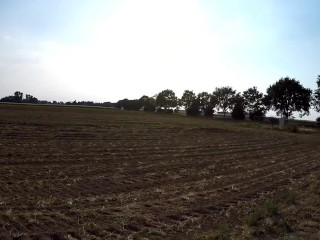 Naked and horny in public POV - Riding nude in nature, shaved body, masturbation until cumshot