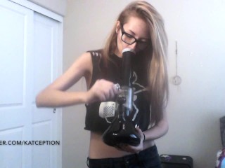 Naked Teen Smoking 420 out of bong 