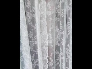 Natural Busty Babe does Quick Strip Tease by the Window (PART 3)