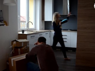 New neighbor foot worship (long toes, submissive feet, sexy feet and soles, wrinkly soles, blonde)