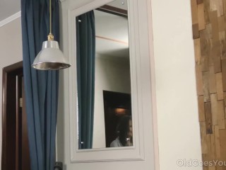 Old Goes Young - Well-hung stud cums all over a petite brunette
