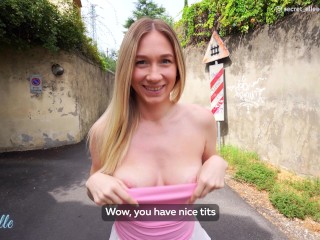 Picked up a Beautiful girl on Vacation in Italy and CUM in her MOUTH! - Lil Elle