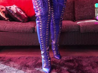 Pierced Pussy Seductress: Curvy MILF Tease &amp; Orgasm, Porn Sex Video in Thigh High Boots &amp; PVC fetish