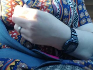 playing in the car going down the highway