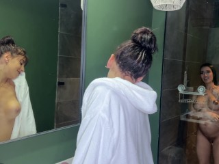 Playing in the shower with my pregnant bestie while her husband is at work - Alicia Trece ft Ambar P