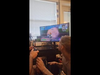 Playing Xbox while getting head from her girlfriend