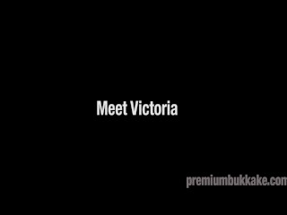 Premium Bukkake - Victoria swallows 81 huge mouthful cum loads