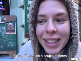 Promoter girl gives her pussy as a bar promotion