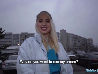 Public Agent Blonde Pizza Delivery girl with BIG NATURAL BOOBS gets her wet pussy filled