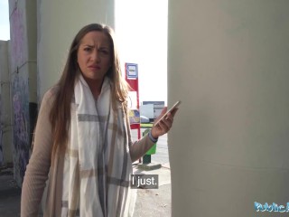 Public Agent British brunette gets paid to suck and fuck a big fat Czech cock