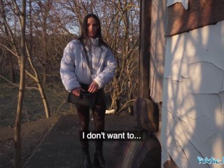 Public Agent Hard Fast Fucking in a Basement with a Sexy Brunette
