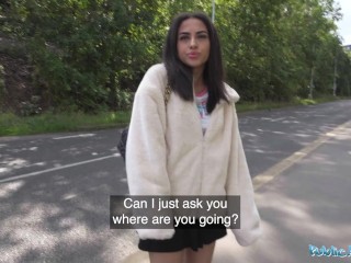 Public Agent petite British Brunette Sucks and Fucks after Nearly Getting Run Over by a Runaway Taxi