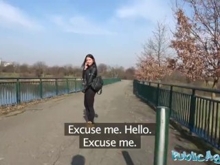 Public Agent Russian waitress fucked outside in public