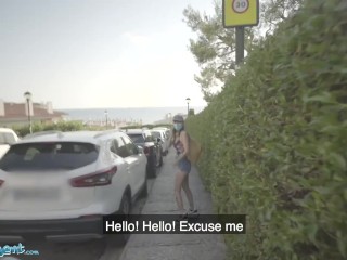 Public Agent Spanish Babe Caomei Removes her Mask for Cock
