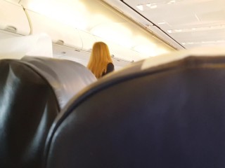 PUBLIC AIRPLANE Handjob and Blowjob
