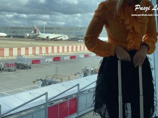 Public sex - Extreme risky blowjob on plane (can't believe we did it!) HD - Puszi Likorlova