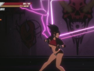 Pure Onyx Futa Trap sucks cock on stage, stadium full of people