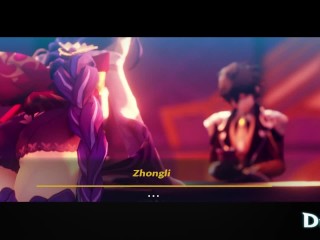  Raiden Shogun cums and gets Creampied and Roughly fucked in a Full Vaginal Nelson with X ray view