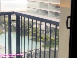 Relaxing wank for two in the shower in a hotel in Rio de Janeiro