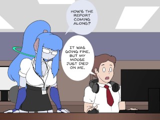 Robot Office Lady gets coworker to get her off (Animated Comic)