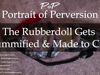 RubberDoll Gets Mummified &amp; Made to Cum: A Latex Loving Girl Wrapped in Plastic Cums on a Magic Wand