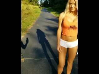 Running College Track flashing guys my Pussy &amp; HUGE Titts